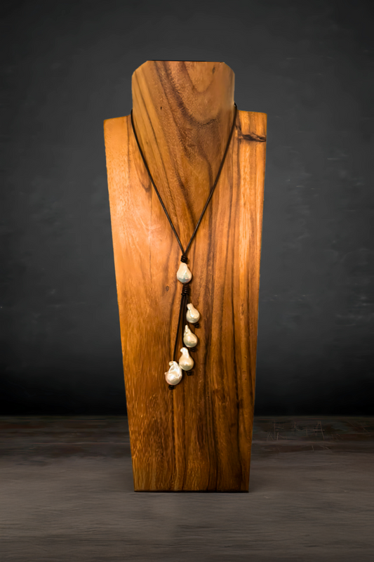 Baroque freshwater pearls on Greek leather - Karen Grace