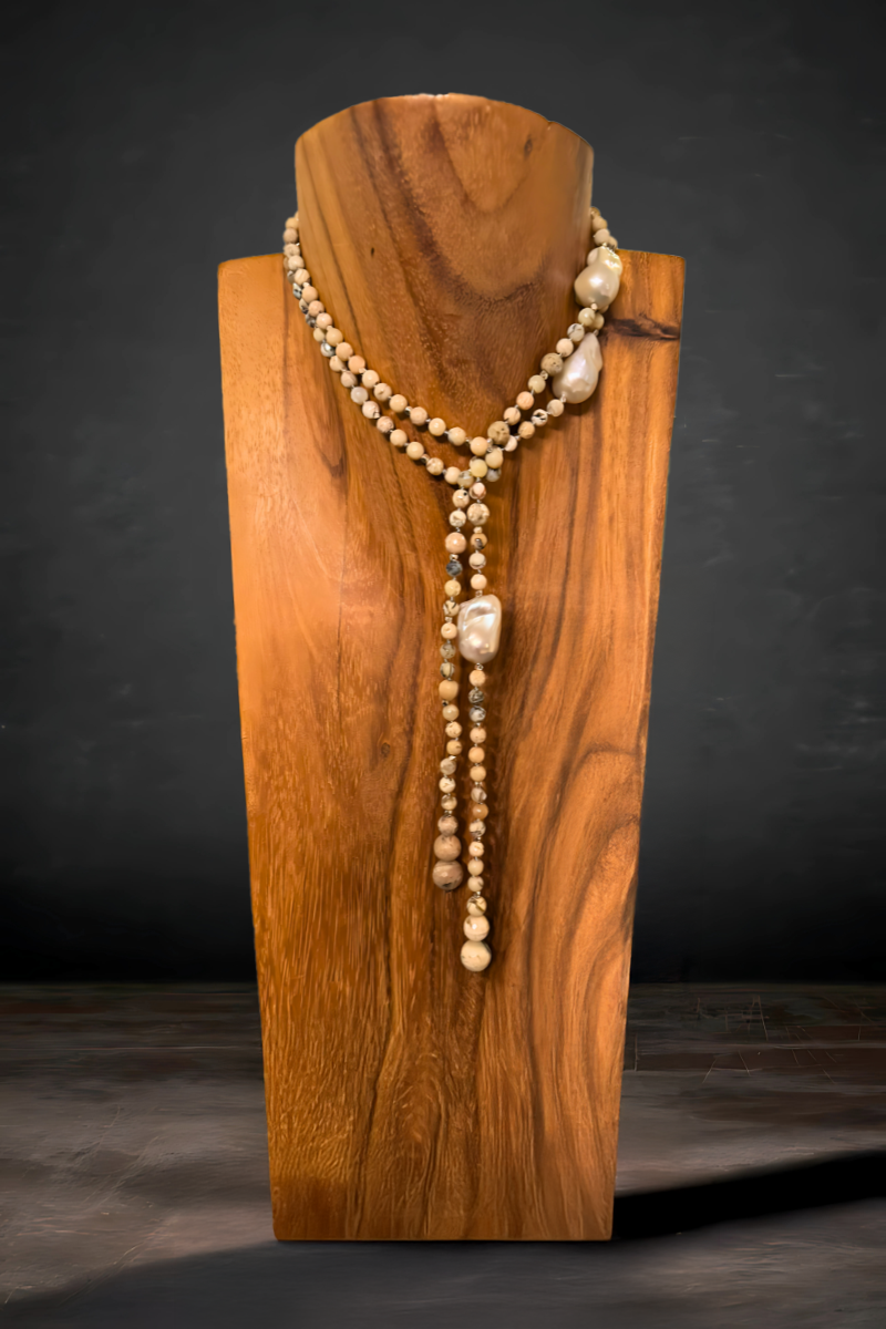 Australian all balls with freshwater Baroque pearls, 42-inch length - Karen Grace